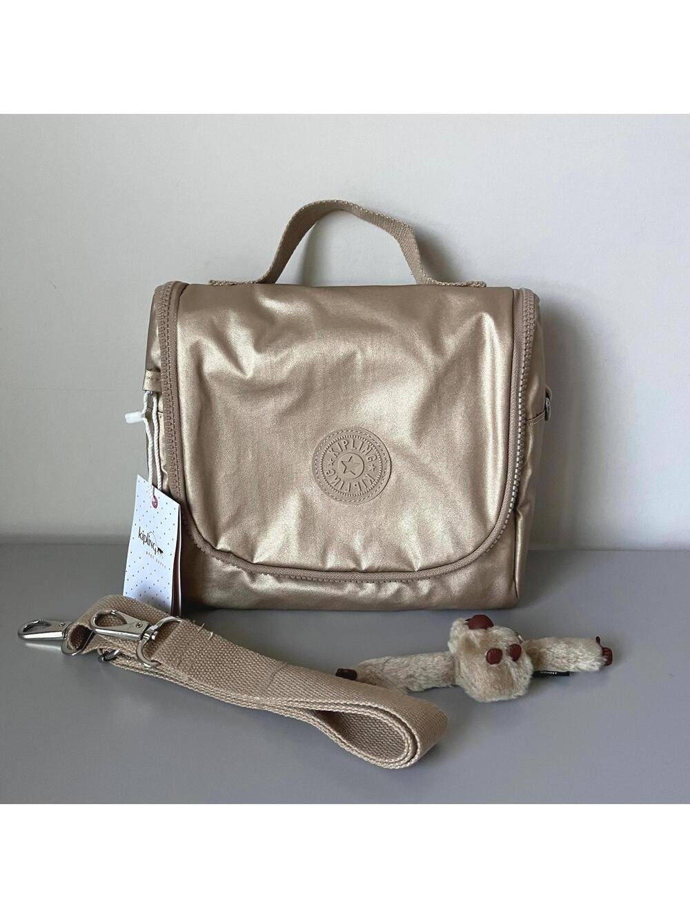 Kipling New Kichirou Lunch Bag in Metallic Gold NWT